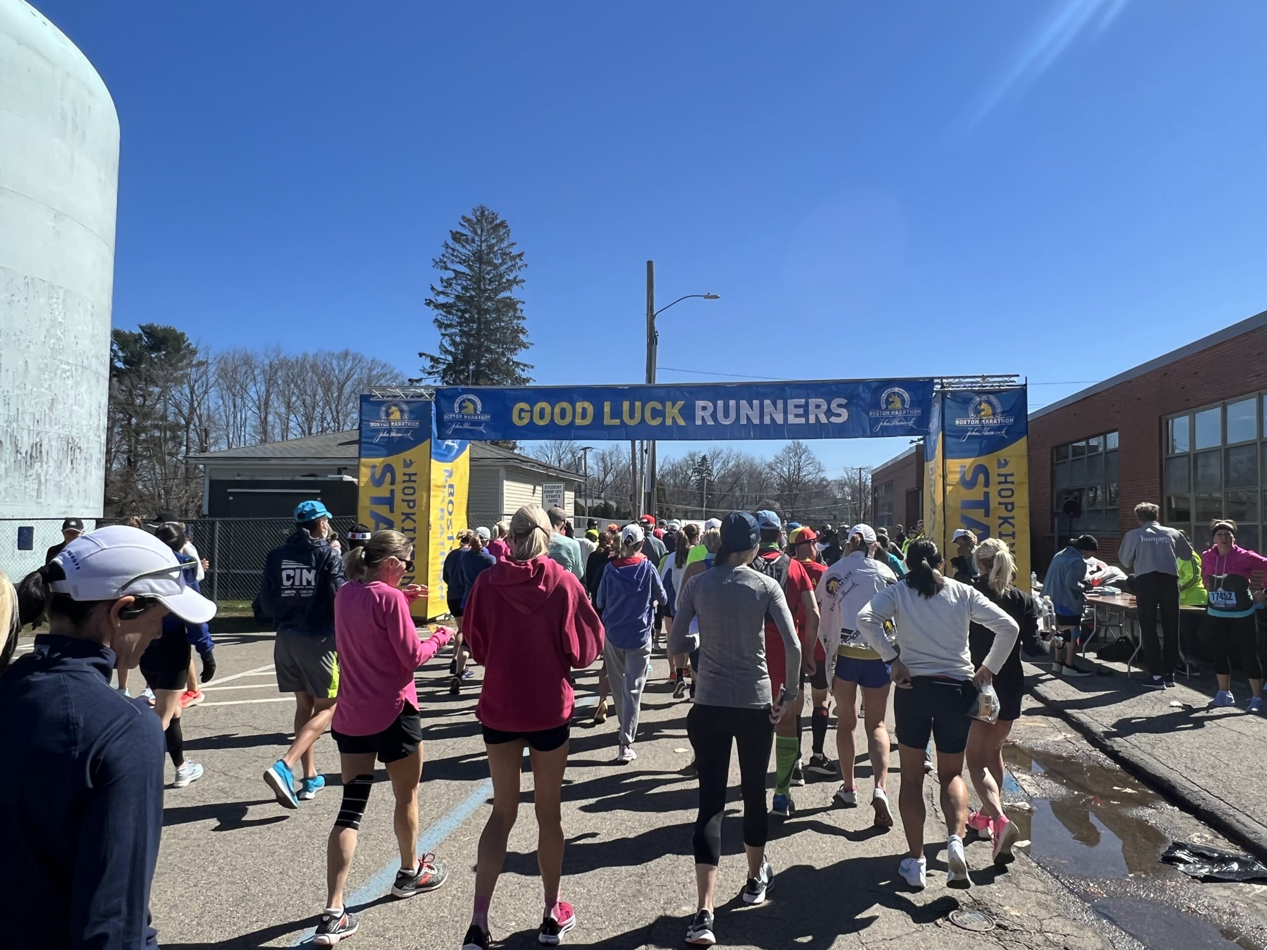 Picture of runners approaching the start line at the Boston Marathon